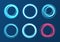 Set of abstract neon rings circles for keynote. Vector illustration.