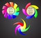Set of the abstract rainbow spiral signs