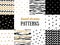 Set of abstract seamless patterns in gold, white and black