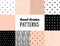 Set of abstract seamless patterns in pink, white and black