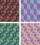 Set of abstract seamless vector rhomboid patterns in different colors, cube shapes