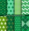 Set of abstract Shamrock seamless patterns for St. Patrick`s Day