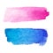 Set of abstract stains. Pink red and blue colors. Bright creative horizontal backdrop. Watercolor texture with brush strokes.Spots