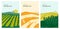 Set of abstract vector backgrounds with agricultural fields