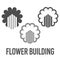 set abstract vector illustration flower building icon logo construction black color