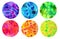 Set of abstract watercolor rainbow colorful circles