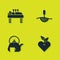 Set Acupuncture therapy, Heart, Teapot with and icon. Vector