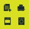 Set Add new file, Washer, Oven and Toaster with toasts icon. Vector