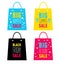 Set of advertising shopping bags. Big winter, summer, holiday sale, black friday sale.