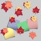 Set of advertising stickers with autumn leaves