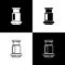 Set Aeropress coffee method icon isolated on black and white background. Device for brewing coffee. Vector