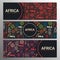 Set of Africa banners. Safari Park. Colorful illustration with hand draw doodle Background.