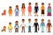 Set of african american ethnic people generations avatars at different ages. Man african american ethnic aging icons - baby, child