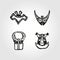 Set African Injun folk style symbol monochrome muzzle animals