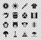 Set African tree, Centipede insect, Waterfall, Machete, Hiking backpack, Snake, Compass and Canteen water bottle icon