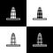 Set Agbar tower icon isolated on black and white background. Barcelona, Spain. Vector