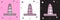 Set Agbar tower icon isolated on pink and white, black background. Barcelona, Spain. Vector