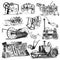 Set of agricultural machinery illustrations