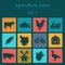 Set agriculture, animal husbandry icons