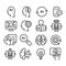 Set of AI symbol, artificial intelligence icon isolated. Modern outline on white background