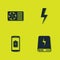 Set Air conditioner, Power bank, Smartphone battery charge and Lightning bolt icon. Vector