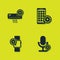 Set Air conditioner setting, Microphone, Smartwatch and Mobile Apps icon. Vector