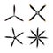 Set of aircraft in flat style. Airplane propellers on white background