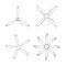 Set of aircraft in outline style. Airplane propellers on white background
