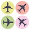 Set of Airplane Icons Colorful Flight Stickers Collection