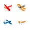 Set of airplanes hand-drawn. The contours of the aircraft in Doodle style on white background.