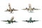 Set of airplanes isolated on white background.