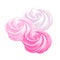 set of airy french pink meringue, marshmallow, zefir. sweetness, sweet cake, dessert. Hand drawn vector Illustration in