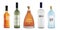 Set of alcohol beverages bottles realistic vector mockup illustration isolated.