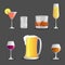 Set of Alcoholic beverages , icon