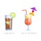 Set of alcoholic cocktails fruit cold drinks tropical cosmopolitan freshness and party alcohol sweet tequila