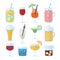 Set of alcoholic drinks, wine, beer and cocktails. vector icons, flat design.