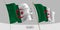 Set of Algeria waving flag vector illustration. Stripes and crescent