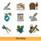Set of All Steps of Wine making Outline Color Web Icons
