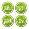 Set of Allergen free Badges. Lactose free, Gluten free, Sugar free, Nut free. Vector hand drawn Signs. Can be used for packaging D