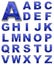 SET, alphabetical letters blue color