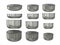 Set of aluminum round bottom tin cans in various sizes, clipping