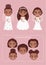 Set of American African Bride or Marriage Vector