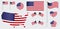 Set of american flag clip art. easy to modify