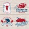 Set of american football or rugby club badge. Vector for shirt, logo, print, stamp, patch. Vintage design with american