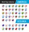 Set of American and Oceanian flags - Vector round icons