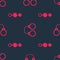 Set Anal beads and Sexy fluffy handcuffs on seamless pattern. Vector