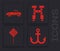 Set Anchor, Car, Binoculars and Parking icon. Vector