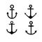 Set of anchors. Vector illustrationA set of silhouettes of anchors isolated on white background. Anchor icon simple sign. Anchor i