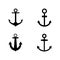 Set of anchors. Vector illustrationA set of silhouettes of anchors isolated on white background. Anchor icon simple sign. Anchor i