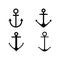 Set of anchors. Vector illustrationA set of silhouettes of anchors isolated on white background. Anchor icon simple sign. Anchor i